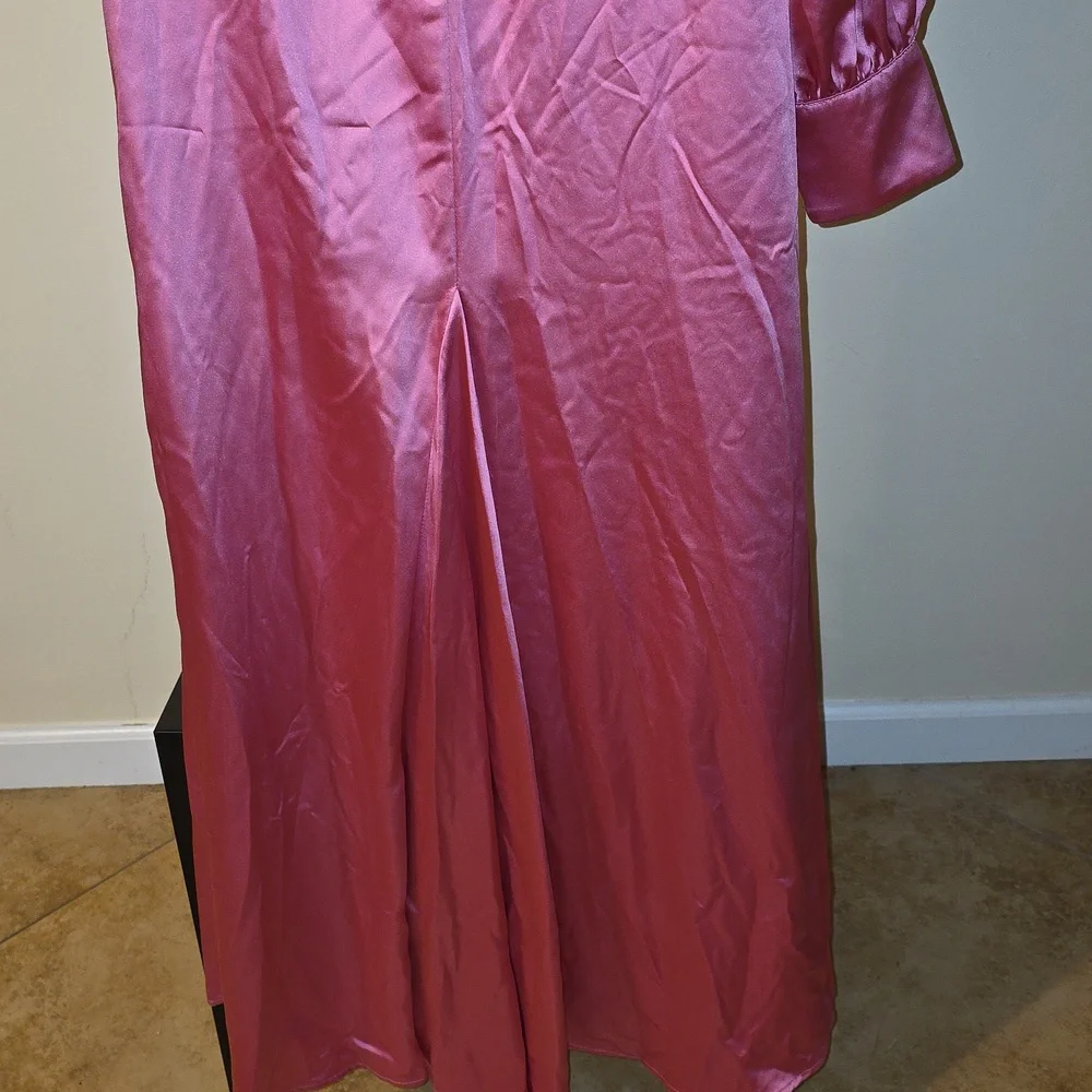 IEENA For Mac Duggal Vibrant Pink Satin One Shoulder Womens Dress Size 10 - Picture 8 of 10